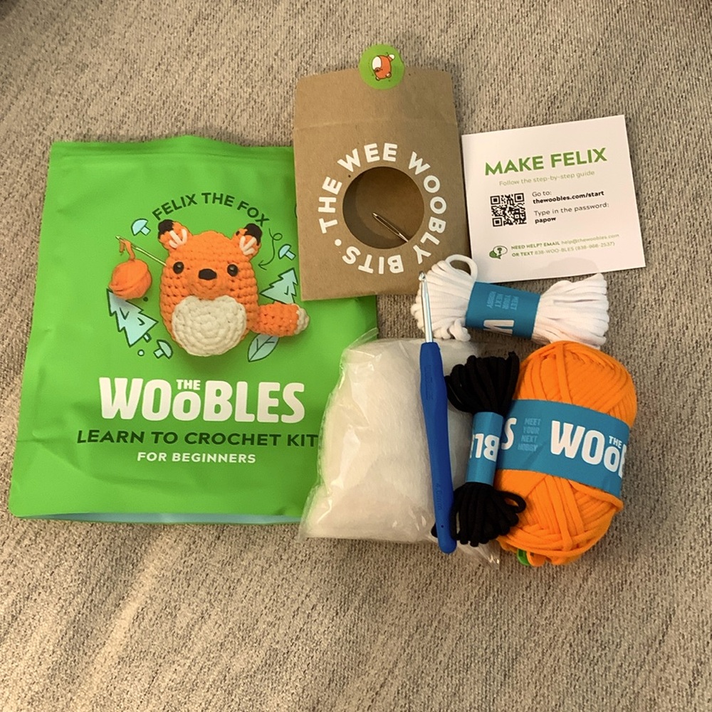 NWOT Woobles crochet kit Felix the Fox great for beginners, Amigurumi